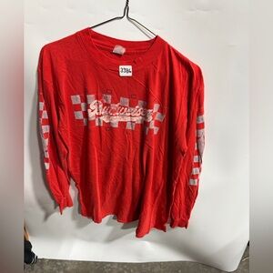 #3386-Red Budweiser Graphic Long Sleeve Tee